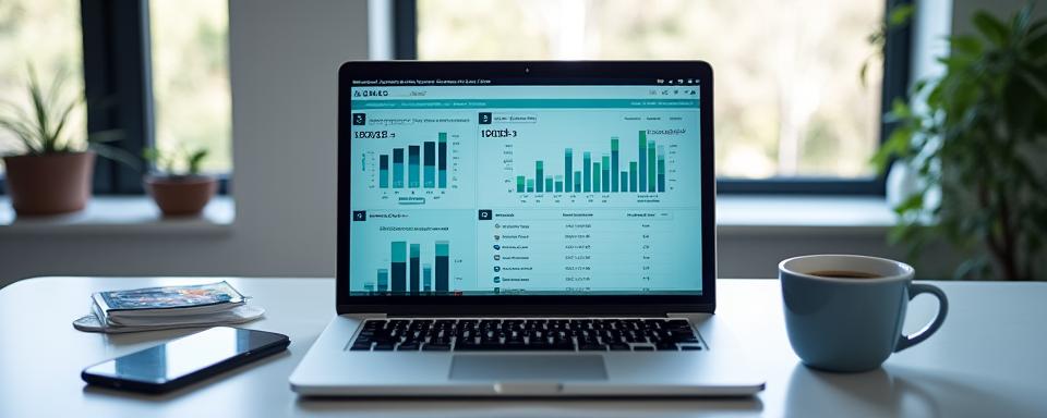 Overview of EcomLedger Experts services with graphs and a computer screen